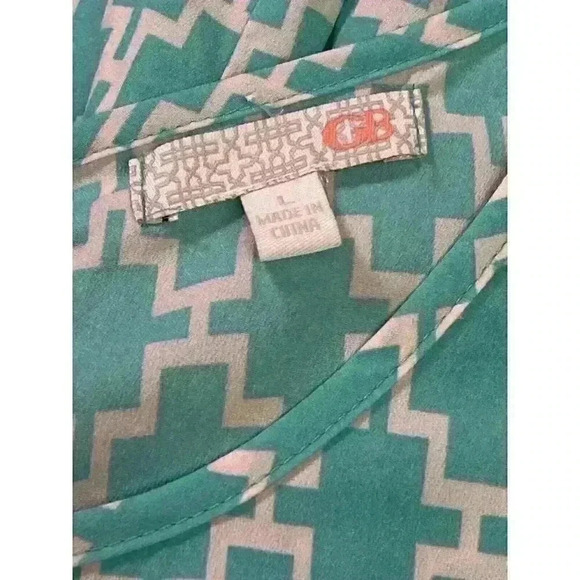 GB Women’s Mint Green & White Geometric Fit & Flare Dress Size Large - Picture 5 of 6